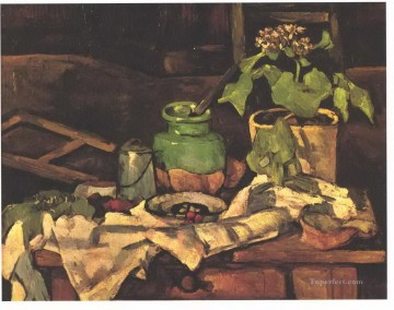  Cezanne Obras - Maceta en una mesa Paul Cezanne